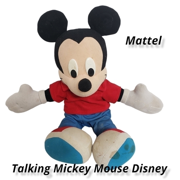 VINTAGE 90s Talking Mickey Mouse Plush Toy Disney Mattel "you tickled my belly" - Picture 1 of 15